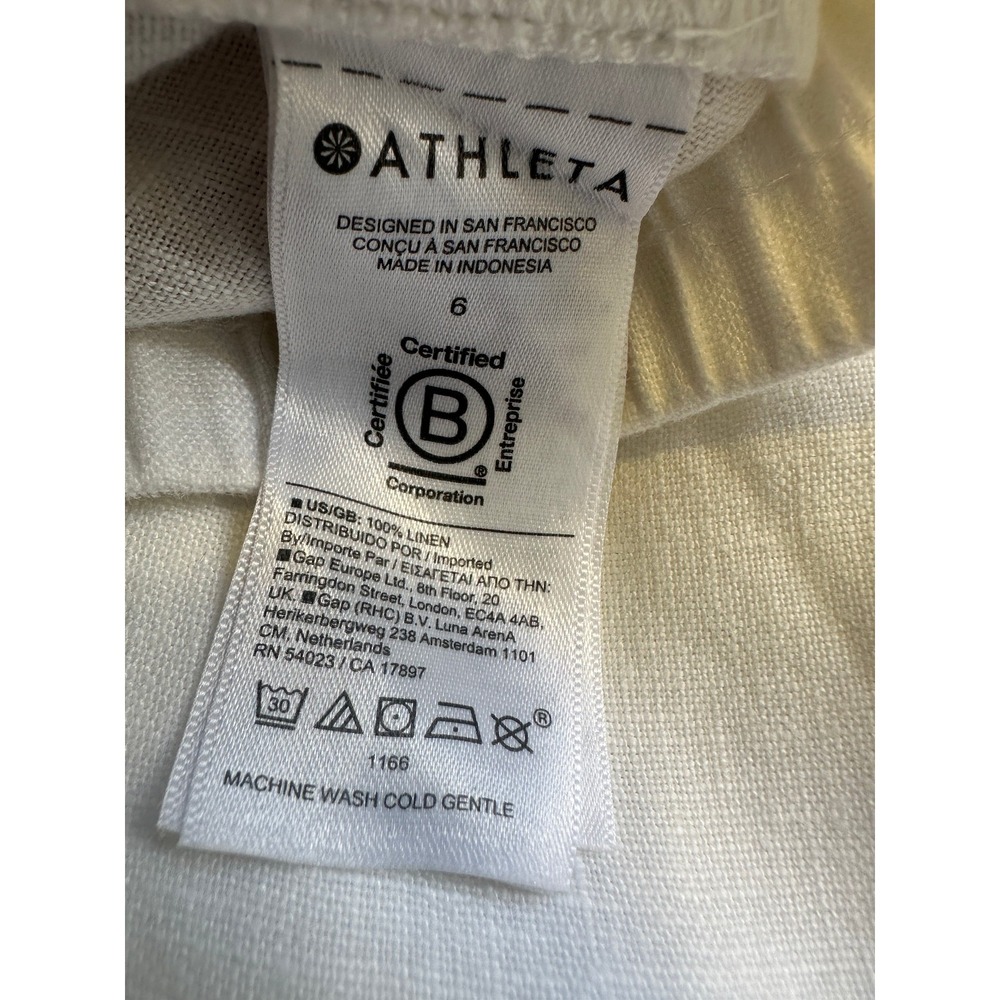 Athleta Retreat 100% Linen Jogger Pants White Resort Beach Zip Pockets Size 6 - Picture 7 of 14